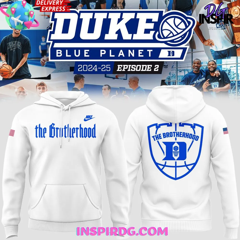 -Duke Blue Planet The Brotherhood 2024 White Hoodie