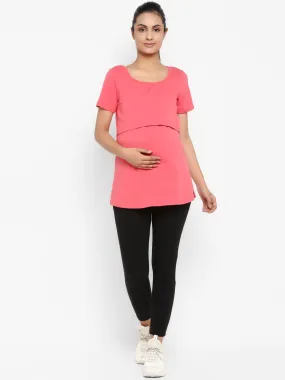 2pc. Maternity Overbelly Leggings + Feeding T-Shirt