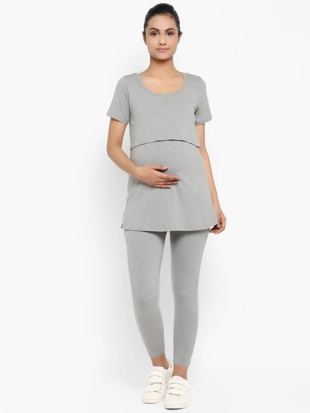 2pc. Maternity Overbelly Leggings + Feeding T-Shirt