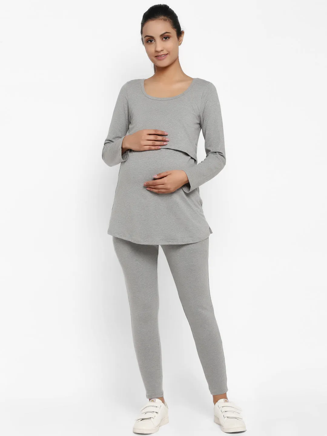 2pc. Maternity UnderBelly Leggings + Feeding T-Shirt