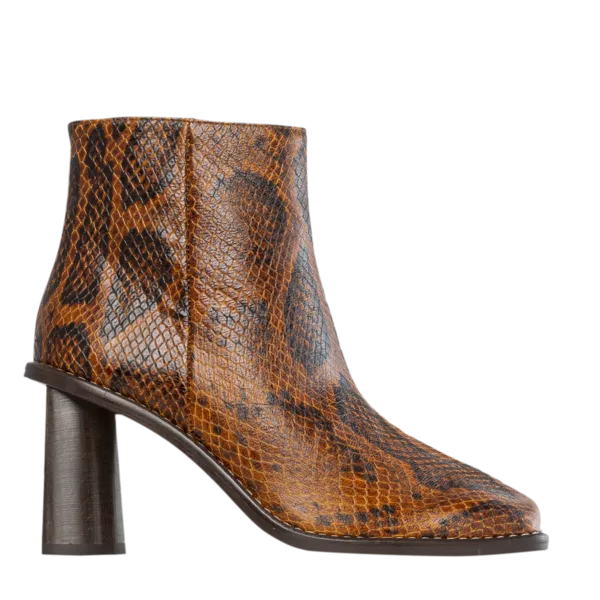 Alana Leather Python Effect Boot - Orange