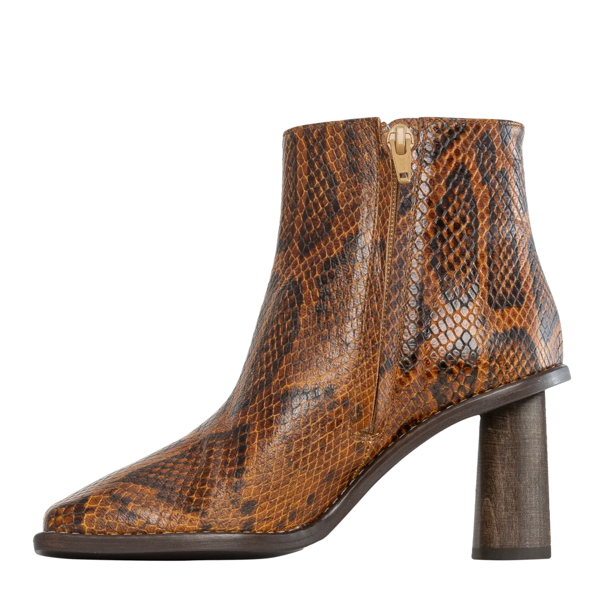 Alana Leather Python Effect Boot - Orange