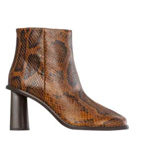 Alana Leather Python Effect Boot - Orange