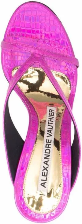 Alexandre Vauthier strappy crocodile-effect 110mm sandals Pink