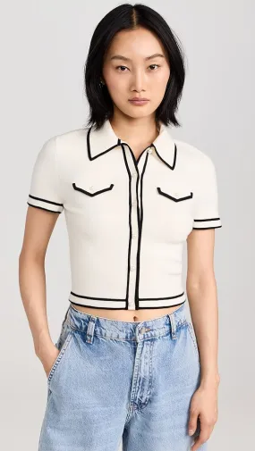 alice + olivia   Marlena Button Front Polo 