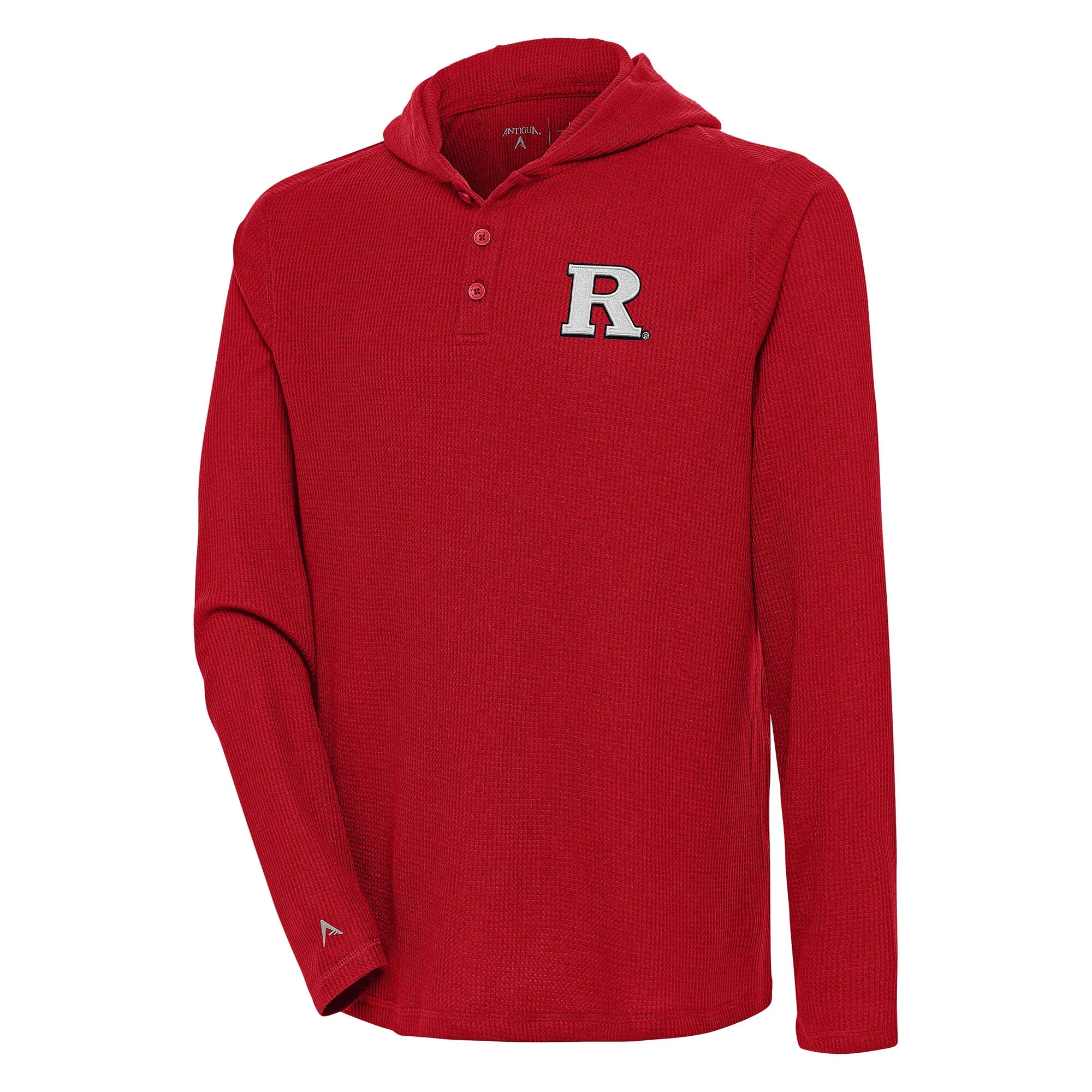 Antigua Rutgers Scarlet Knights Scarlet Strong Hold Long Sleeve Henley Hoodie T-Shirt