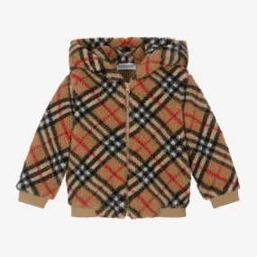 Baby Boys Beige Vintage Check Zip-Up Hoodie