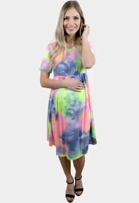 Babydoll Tie Dye Maternity Dress