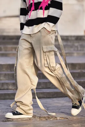 Baggy Fit Cargo Jeans With Straps