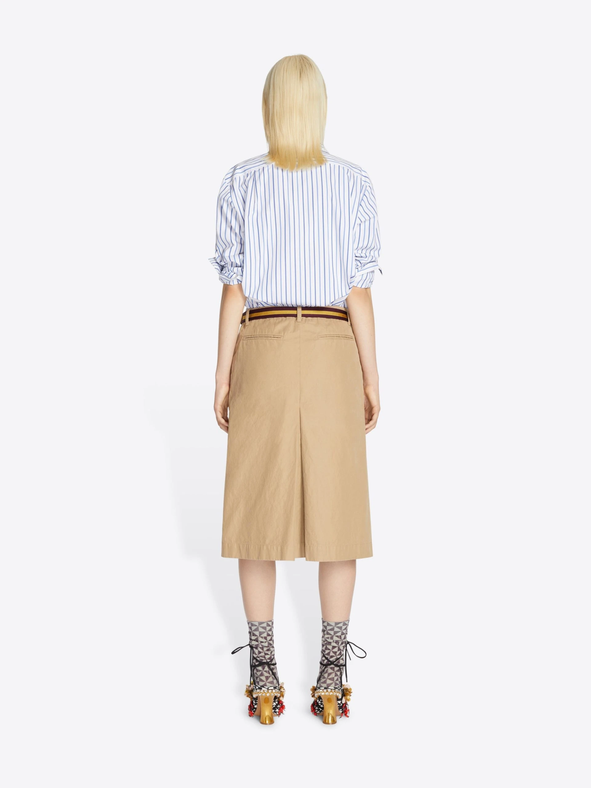 --Belted chino skirt-