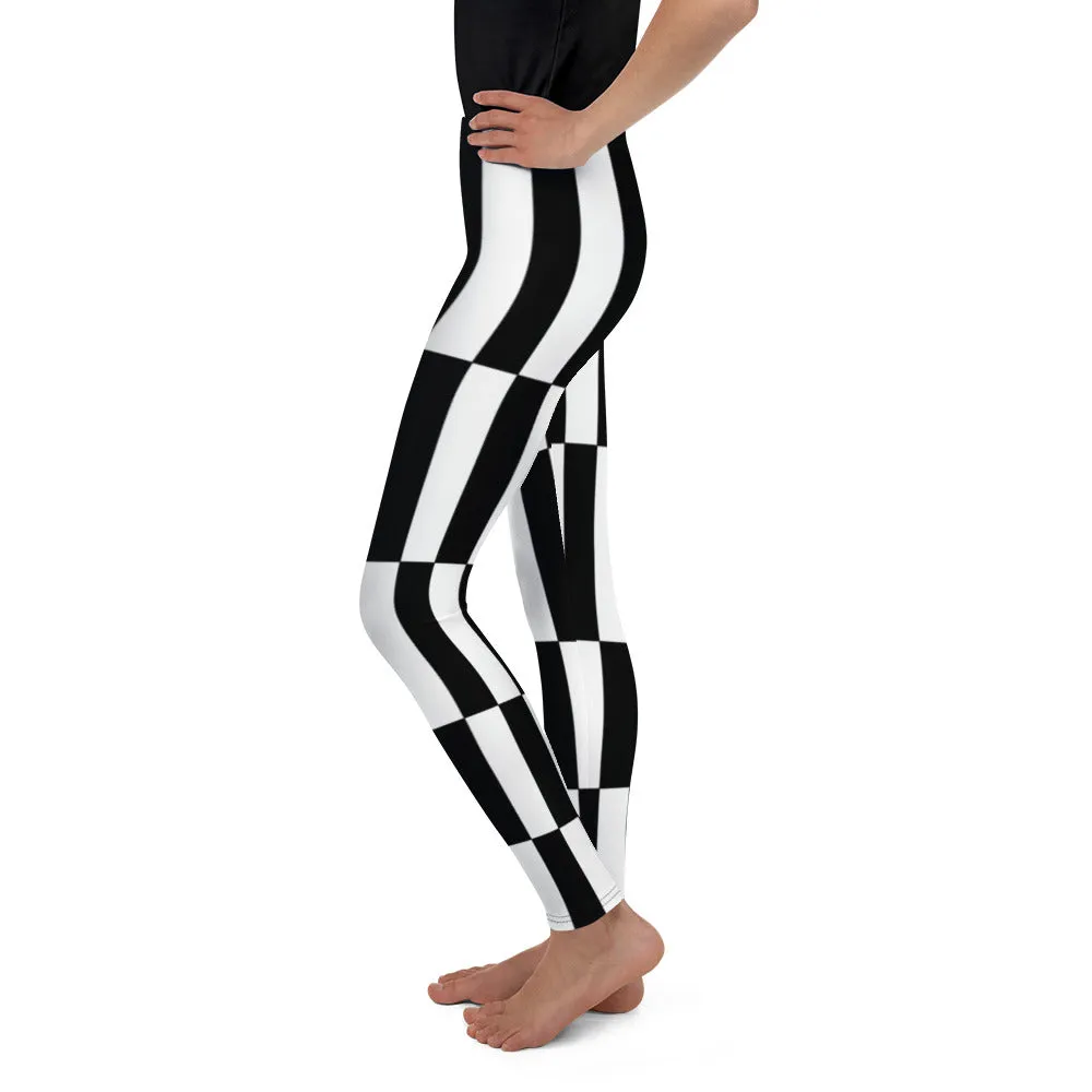 Black and White Optical Illusion Youth Leggings