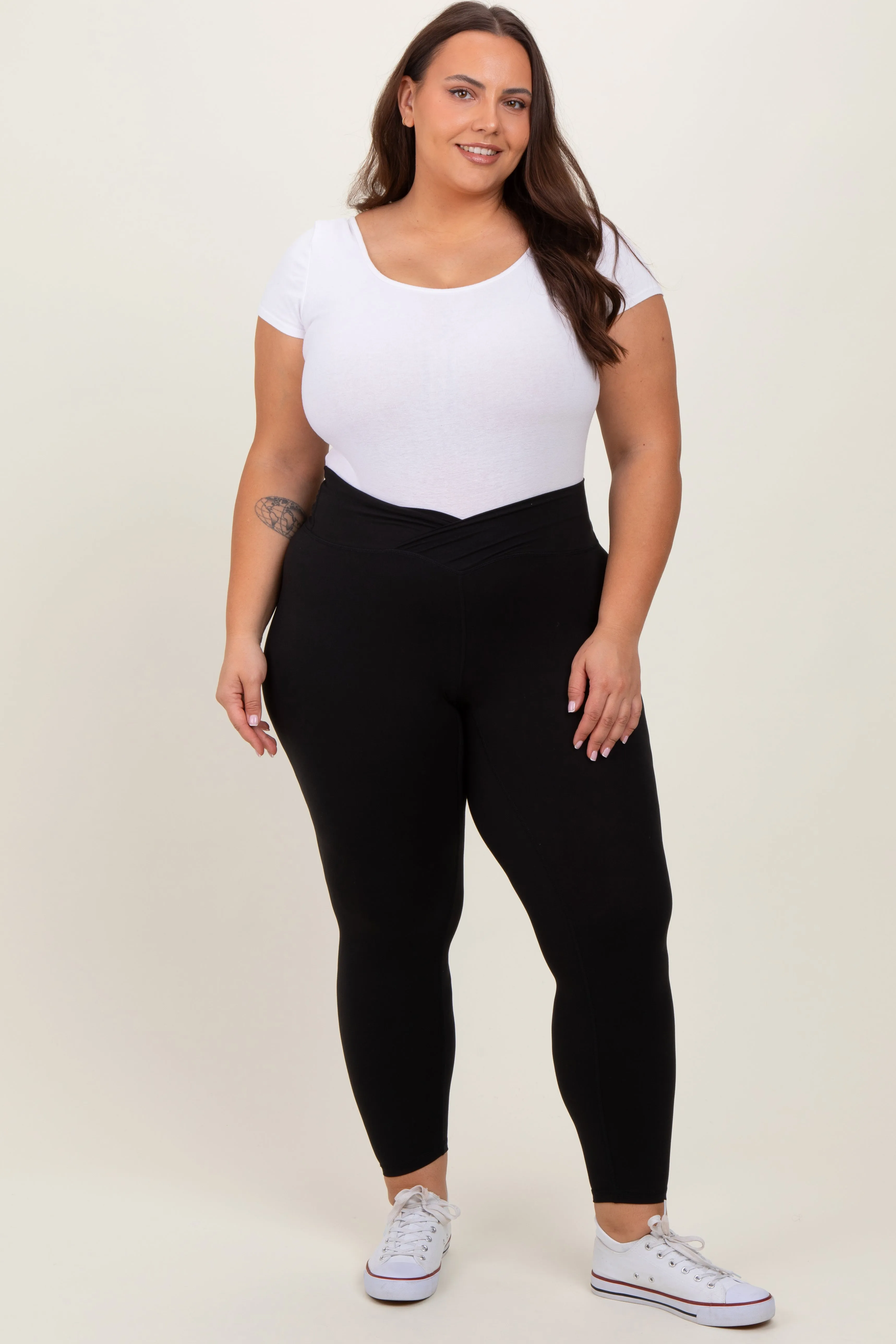 Black Crossover Maternity Plus Leggings