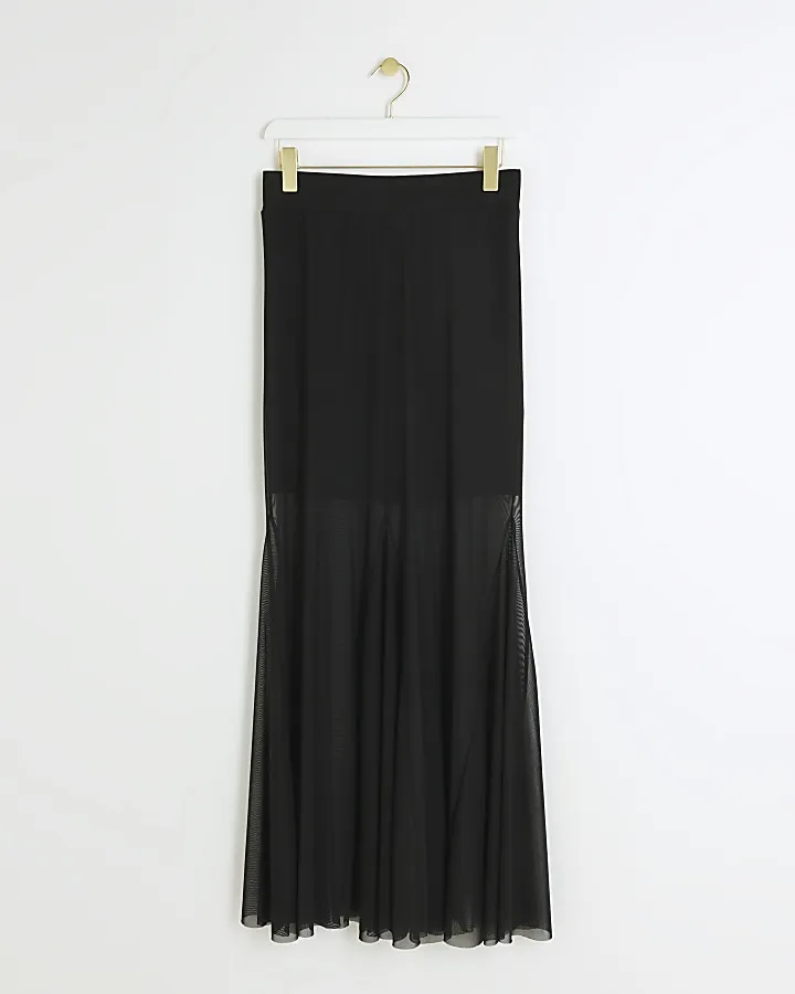 Black mesh maxi skirt