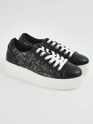 Black Textured Side Chunky Cupsole Trainers | Women | George at ASDA