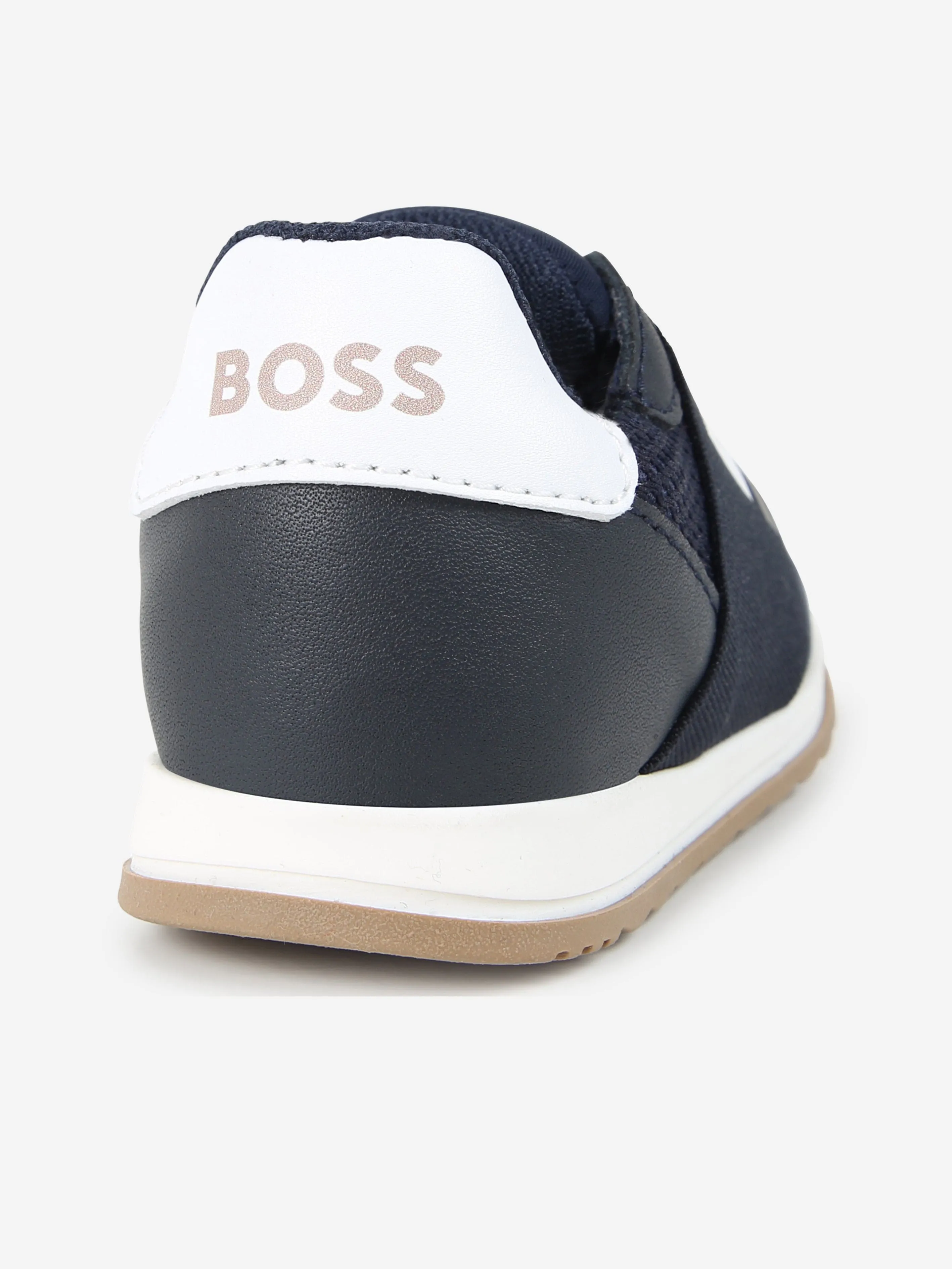 BOSS Boys Logo Trainers in Navy