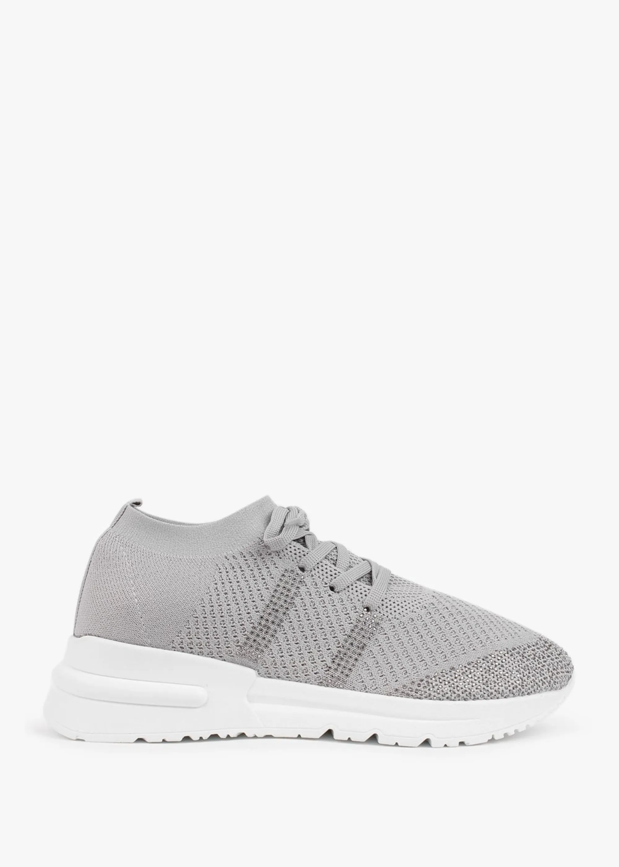 Bucky Grey Sparkle Knitted Trainers