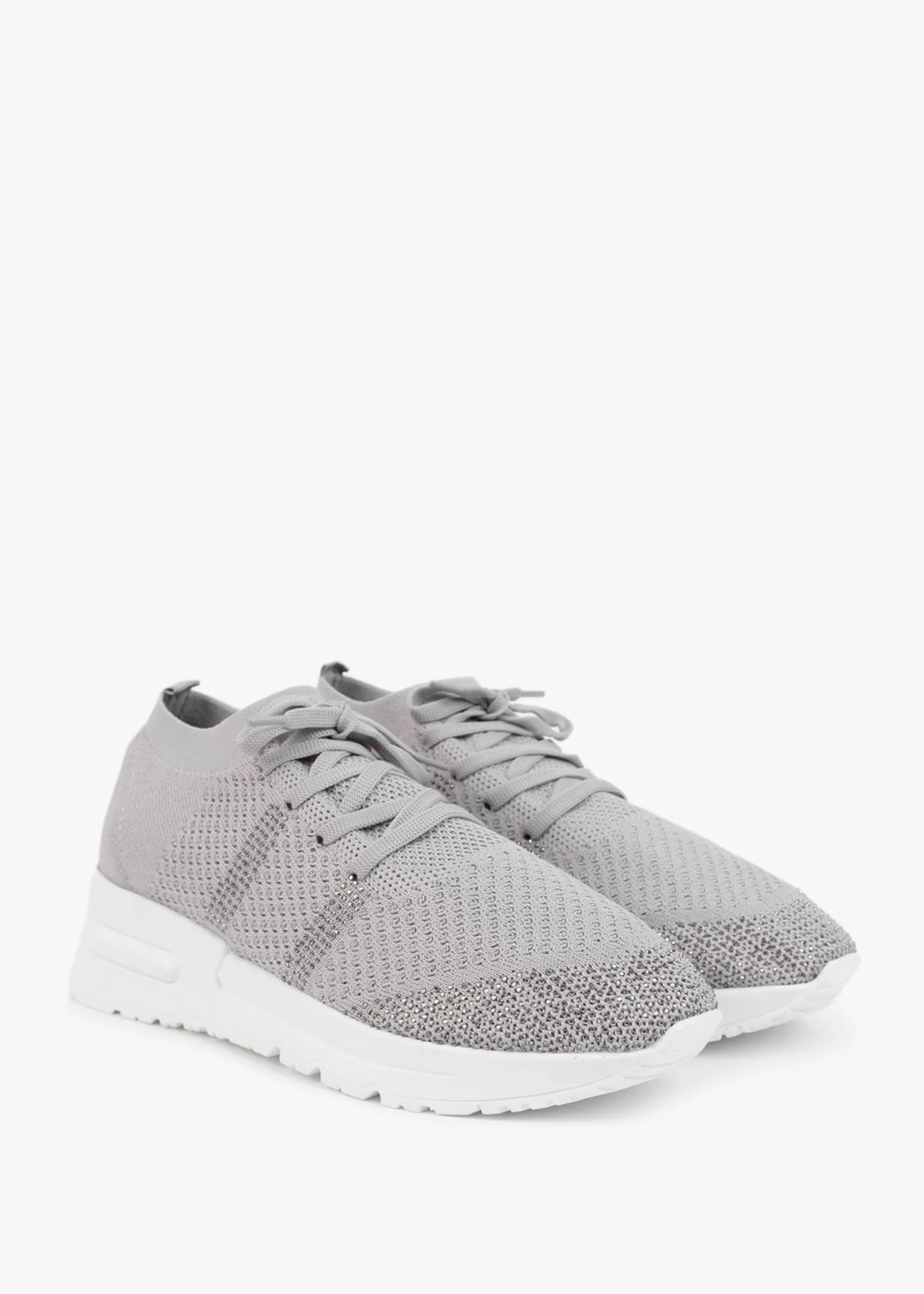 Bucky Grey Sparkle Knitted Trainers