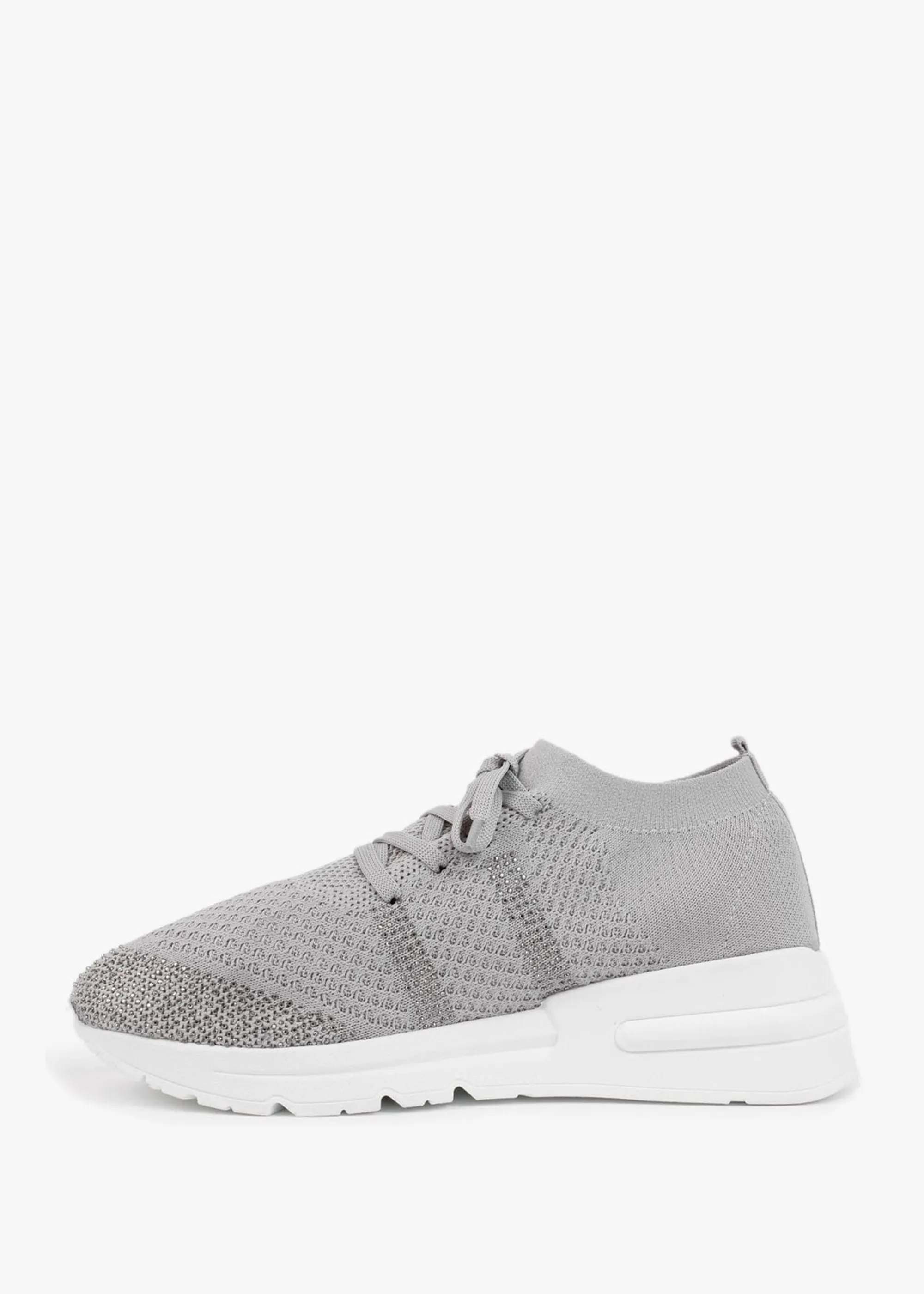 Bucky Grey Sparkle Knitted Trainers