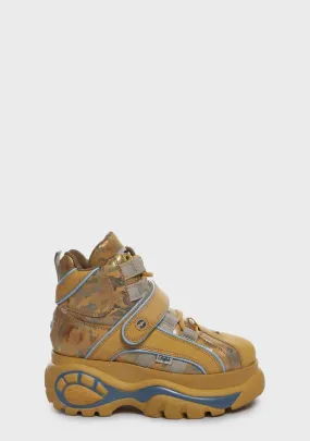 Camo Mustard Classic High Platform Sneakers-