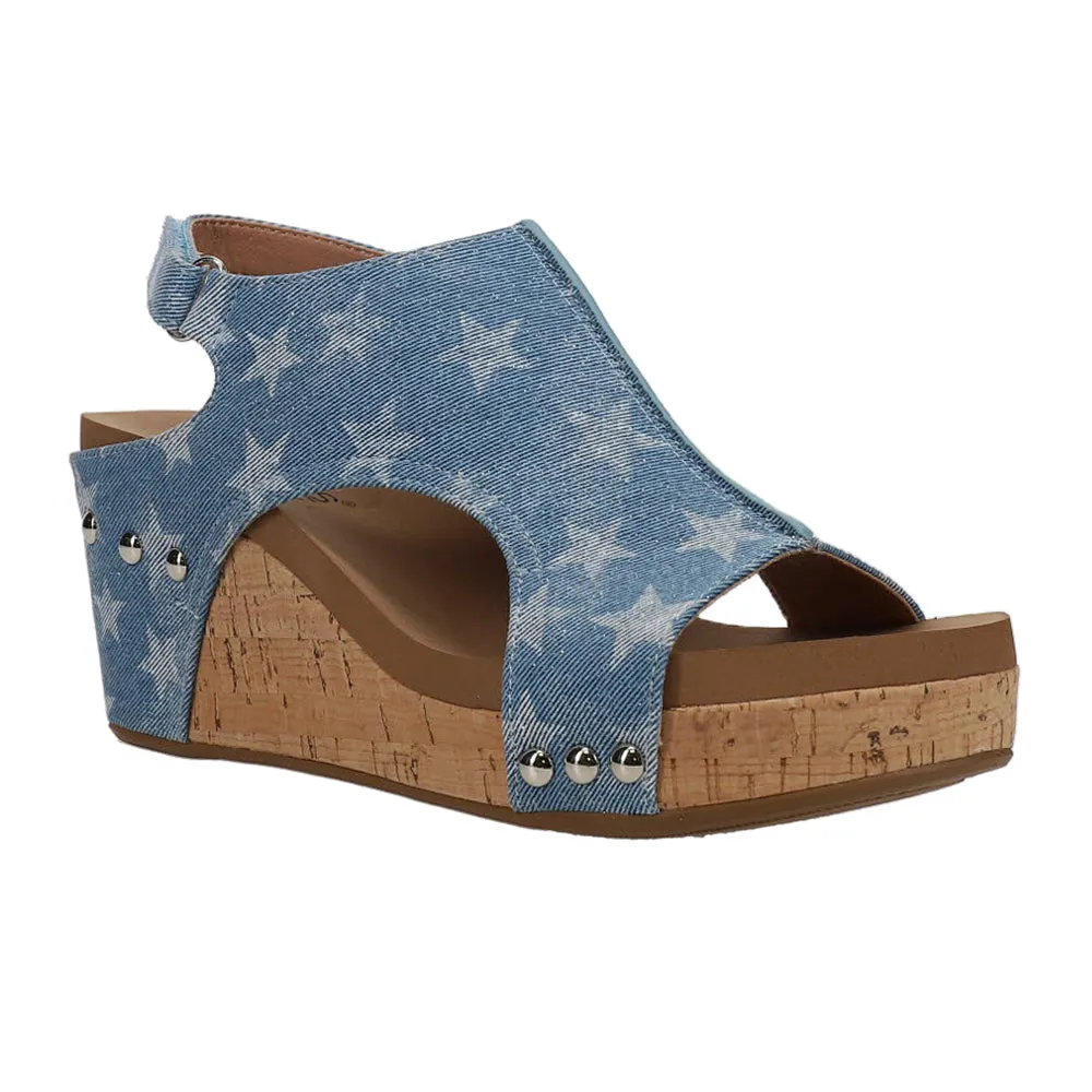 Carley Patriotic Studded Wedge Sandals