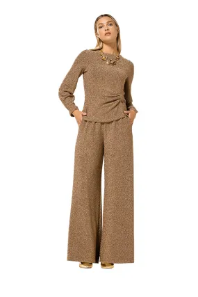 Caroline Biss GOLD LUREX WIDE JERSEY TROUSERS