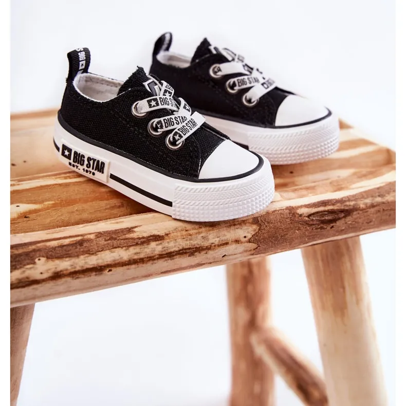 Children's Cloth Sneakers Big Star KK374049 Black-White