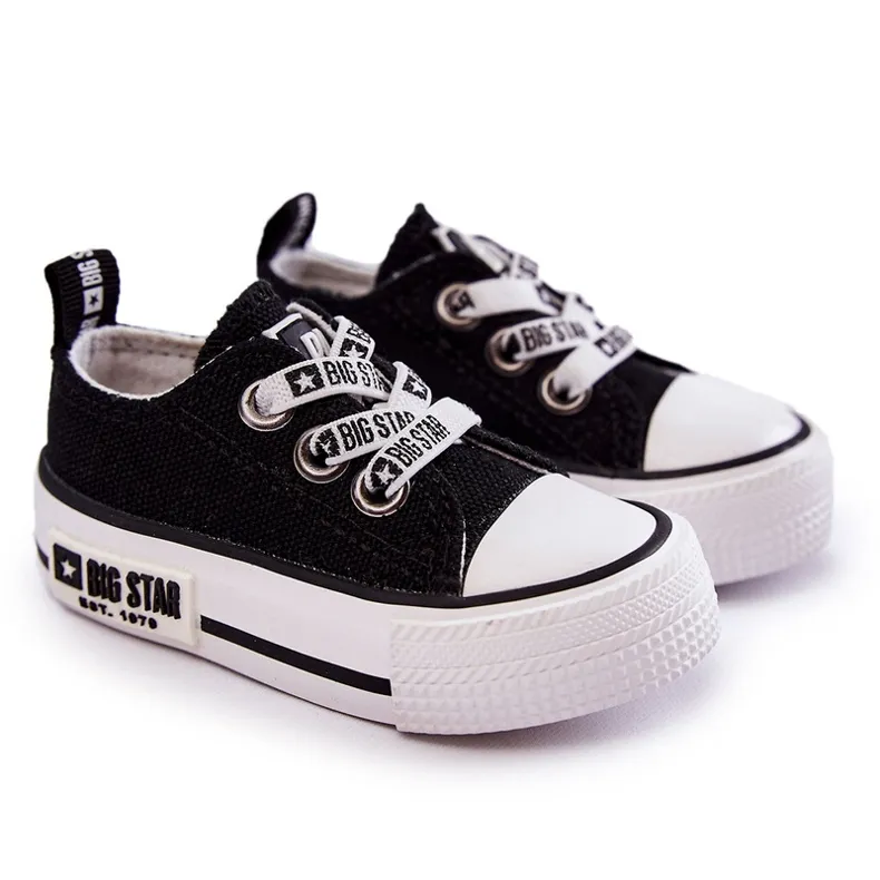 Children's Cloth Sneakers Big Star KK374049 Black-White