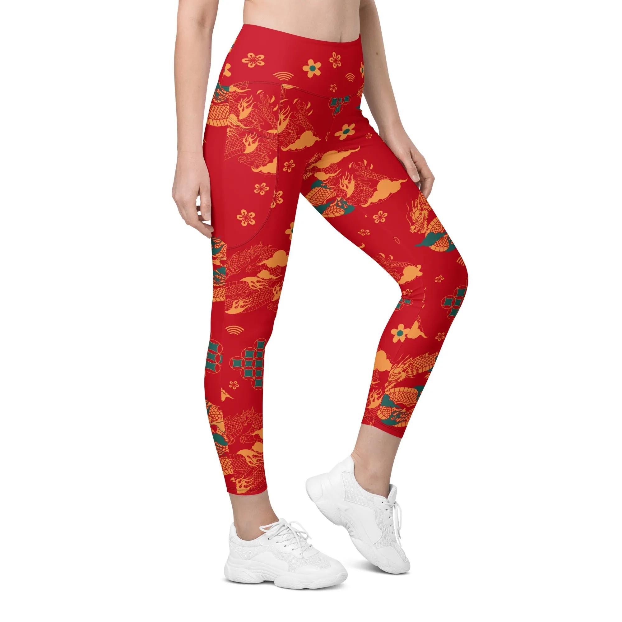 Chinese Dragon Leggings With Pockets