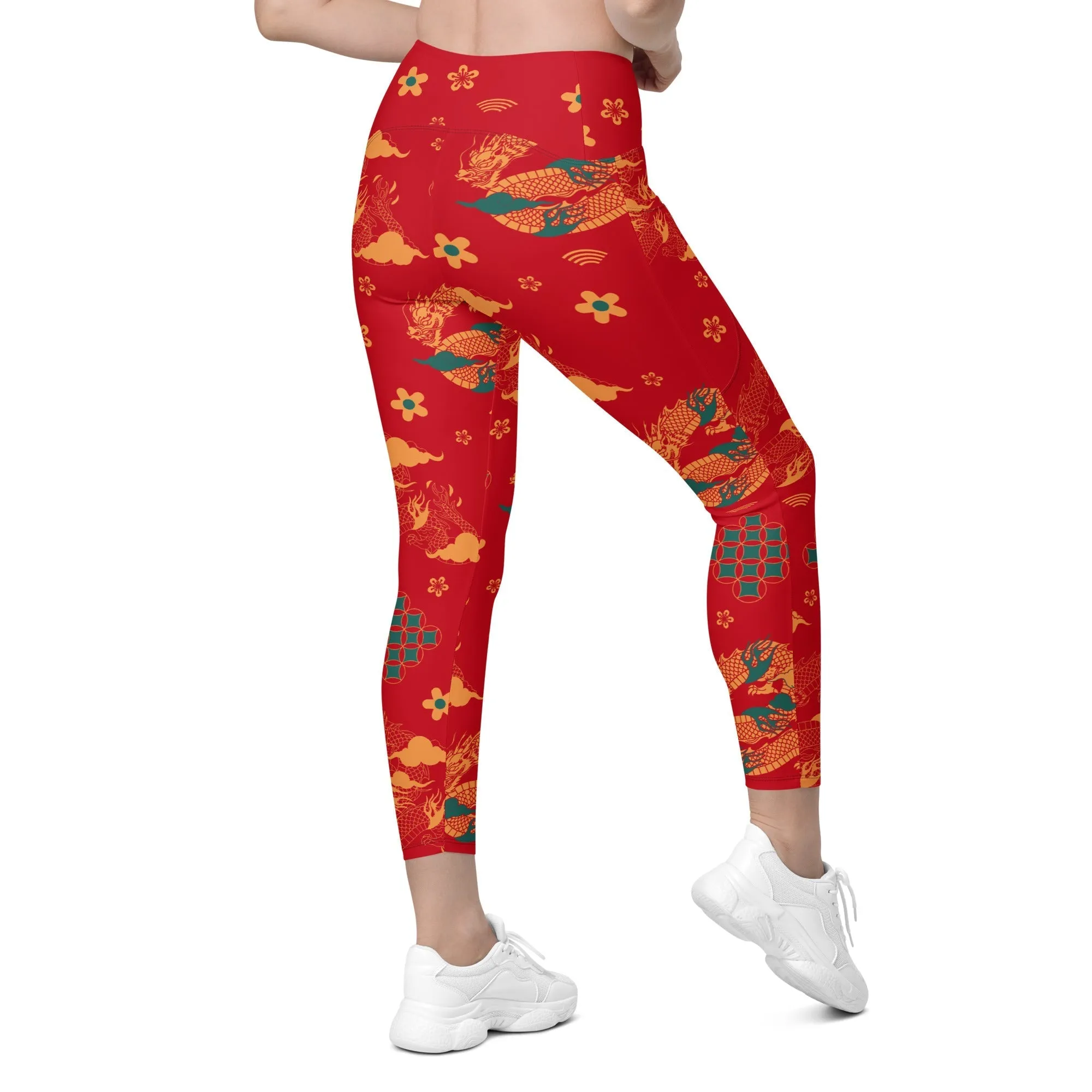 Chinese Dragon Leggings With Pockets