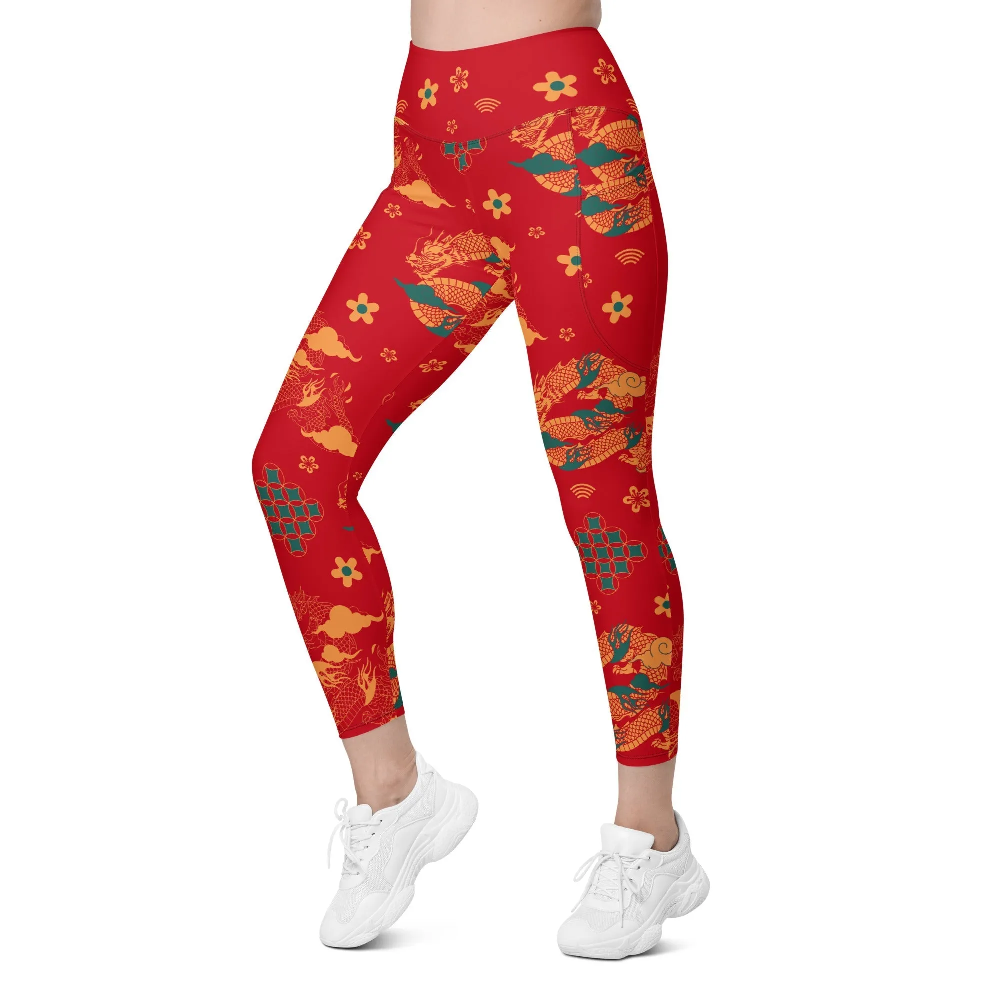 Chinese Dragon Leggings With Pockets