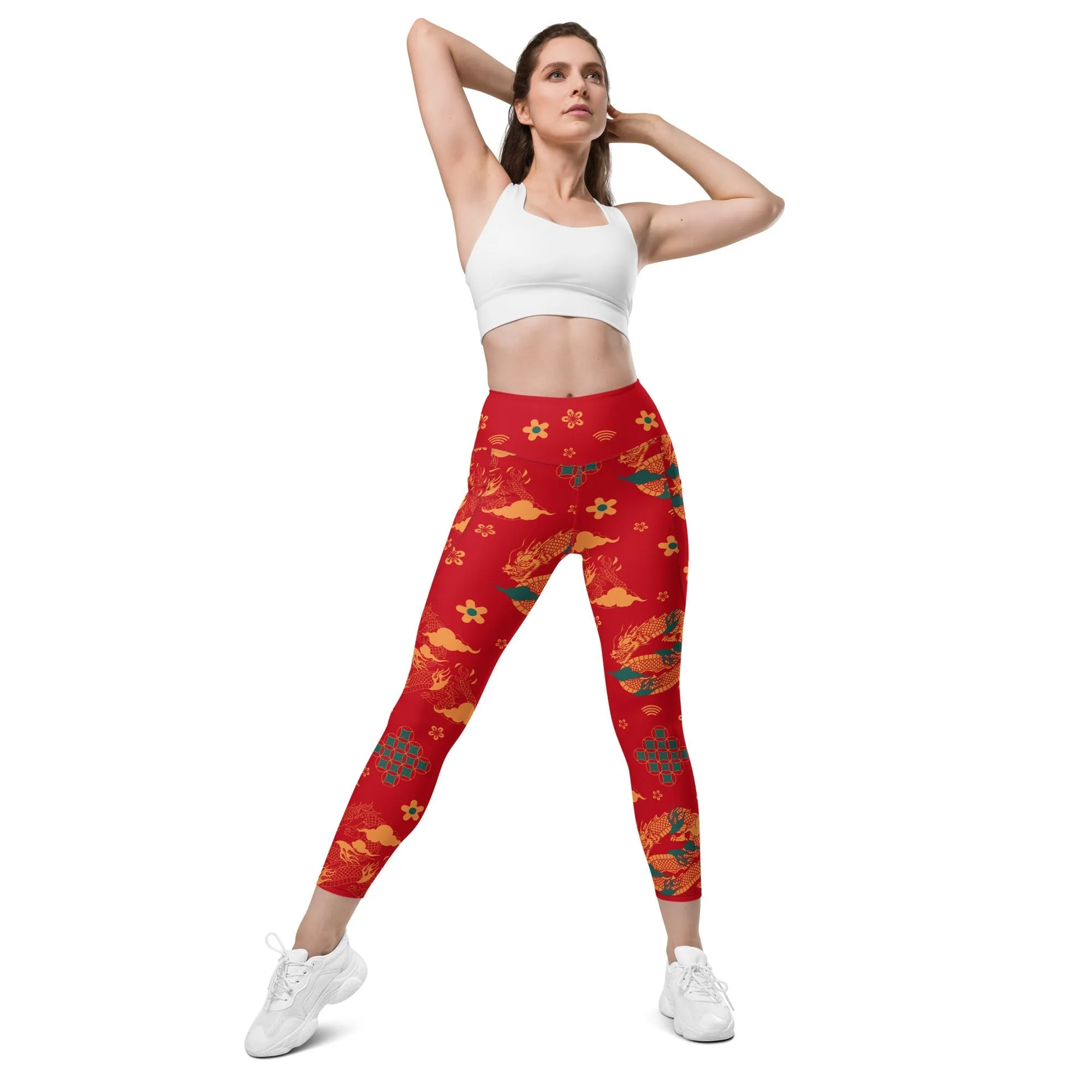 Chinese Dragon Leggings With Pockets