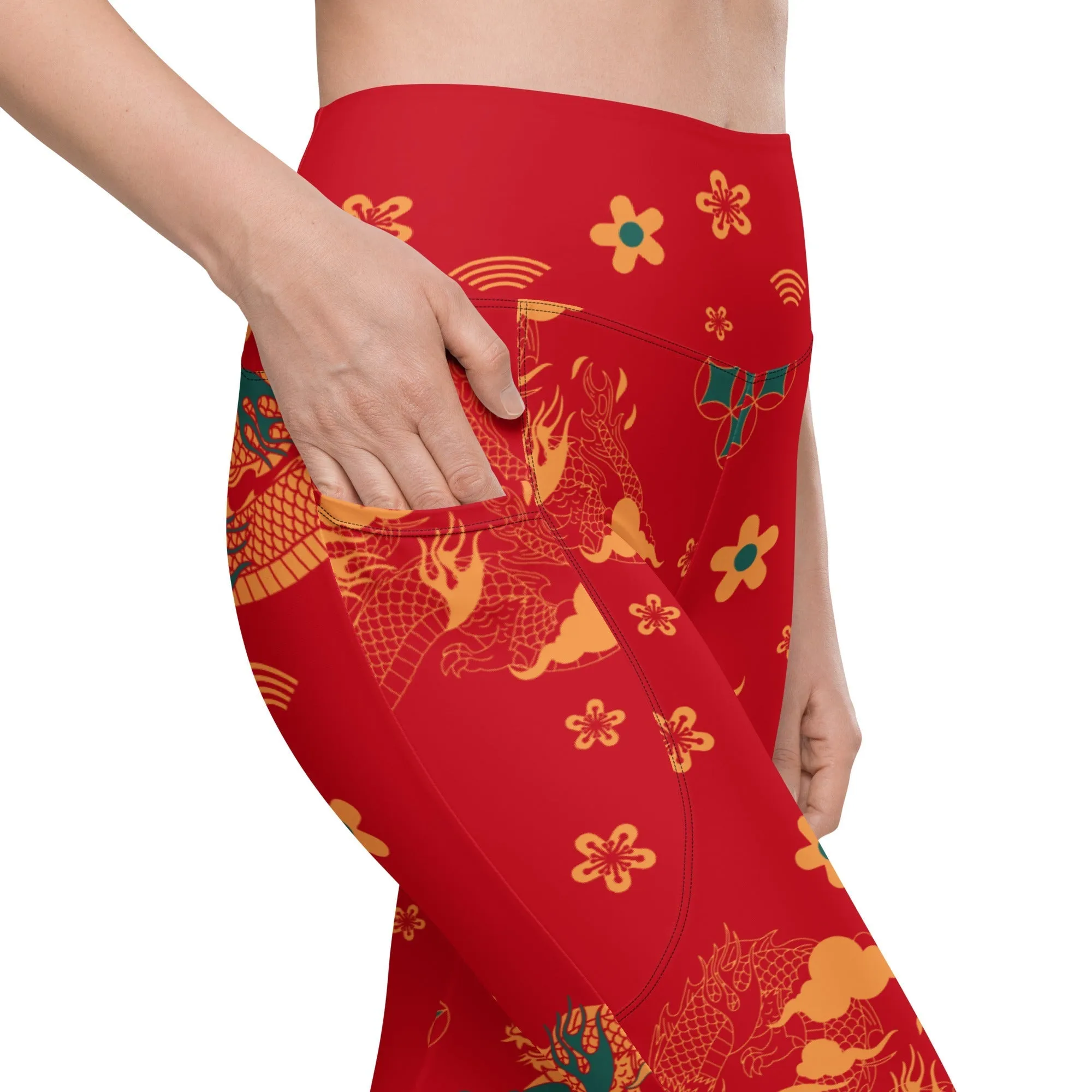 Chinese Dragon Leggings With Pockets