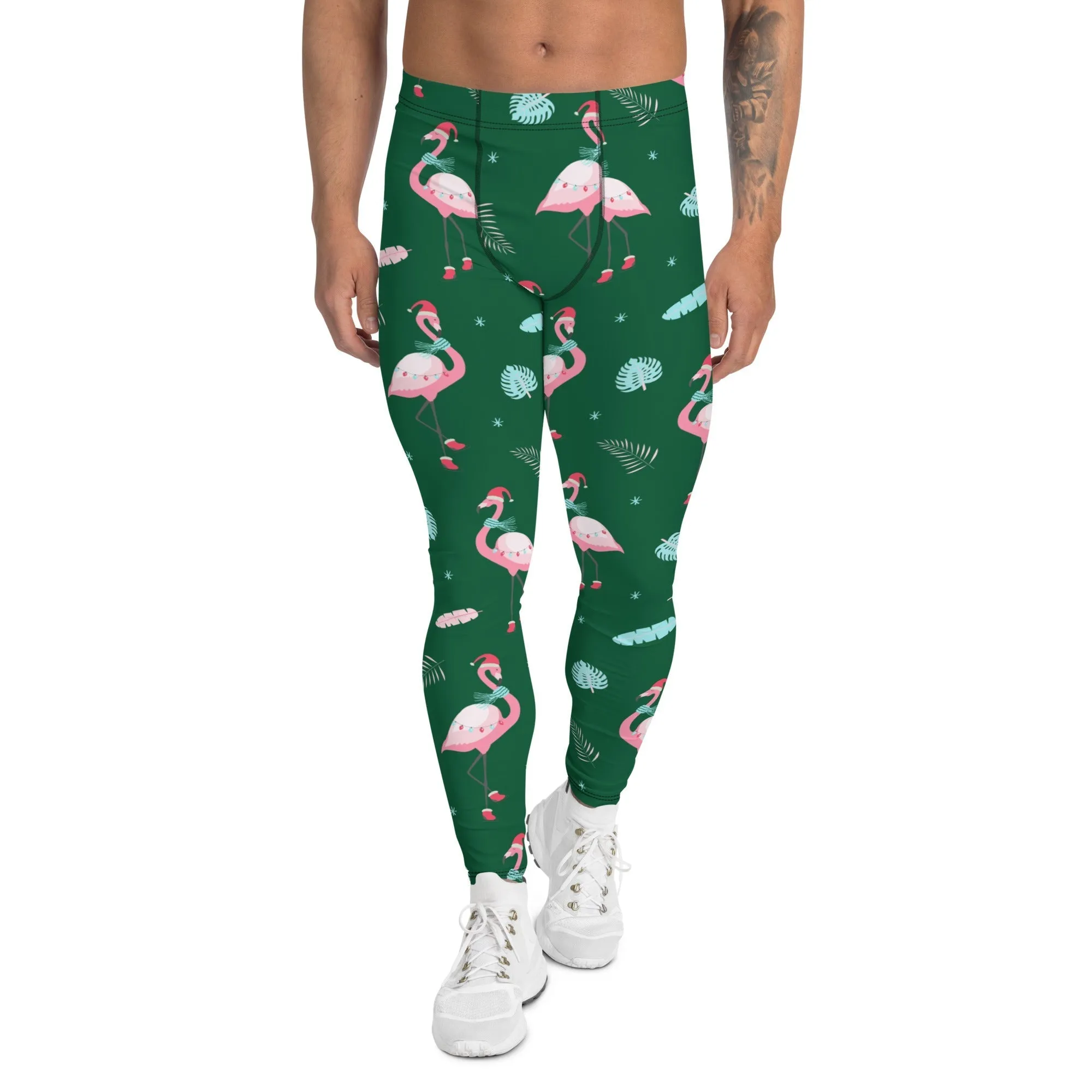 Christmassy Flamingos Men's Leggings