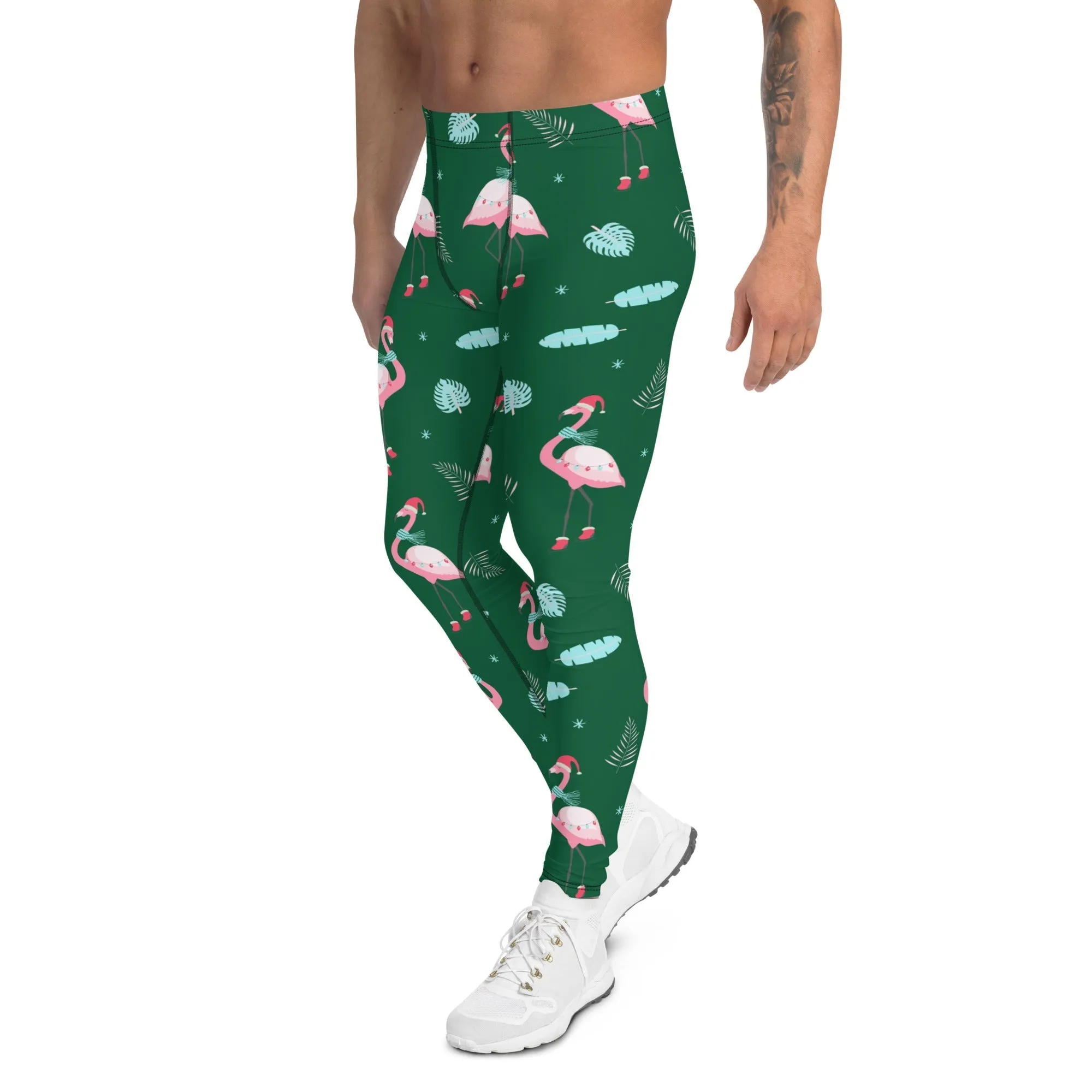 Christmassy Flamingos Men's Leggings