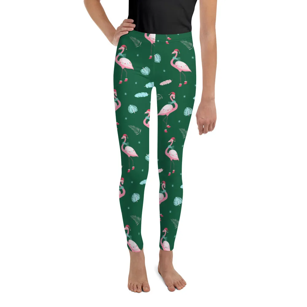 Christmassy Flamingos Youth Leggings