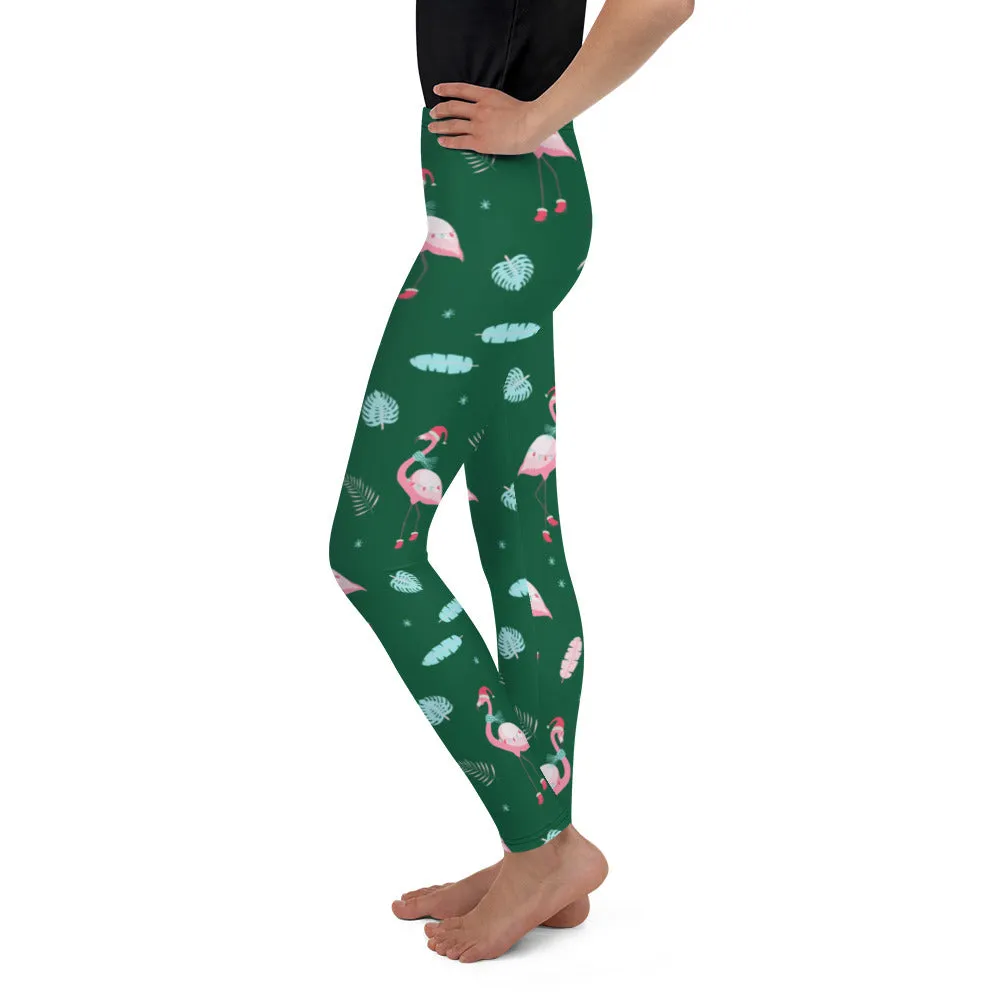 Christmassy Flamingos Youth Leggings