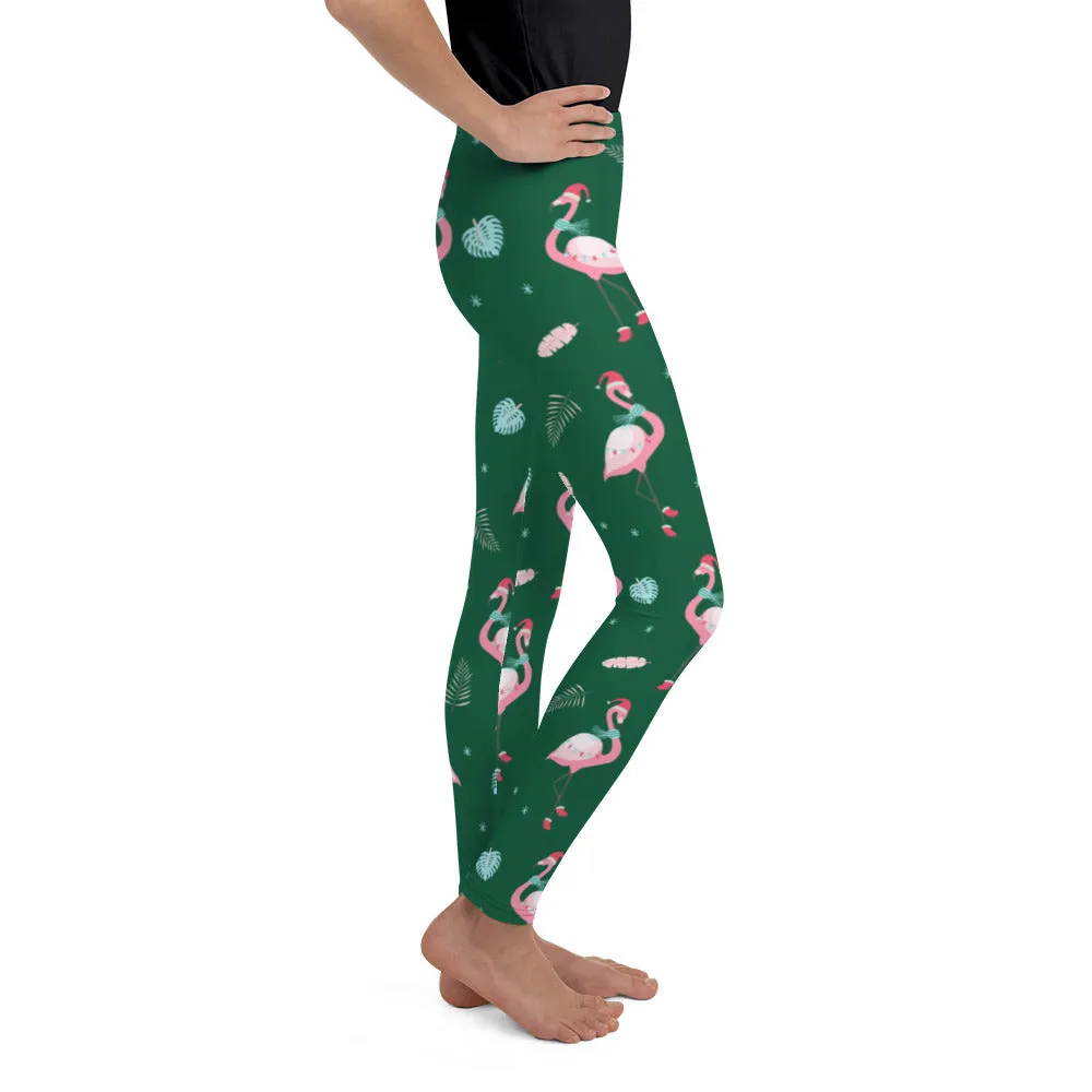 Christmassy Flamingos Youth Leggings