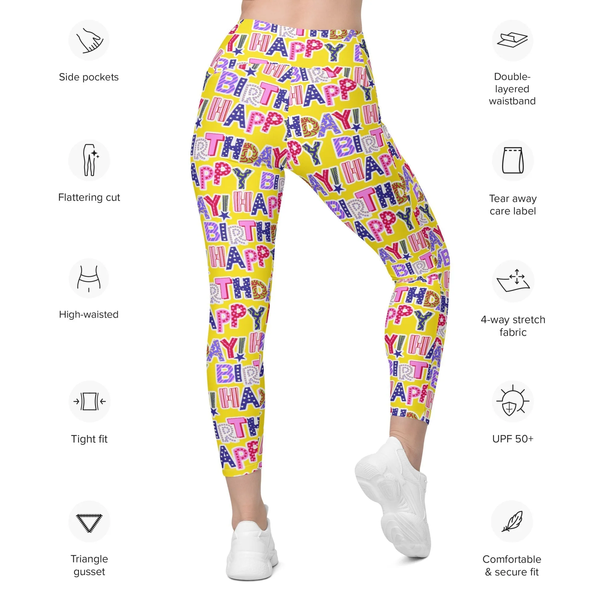 Colorful Birthday Leggings With Pockets