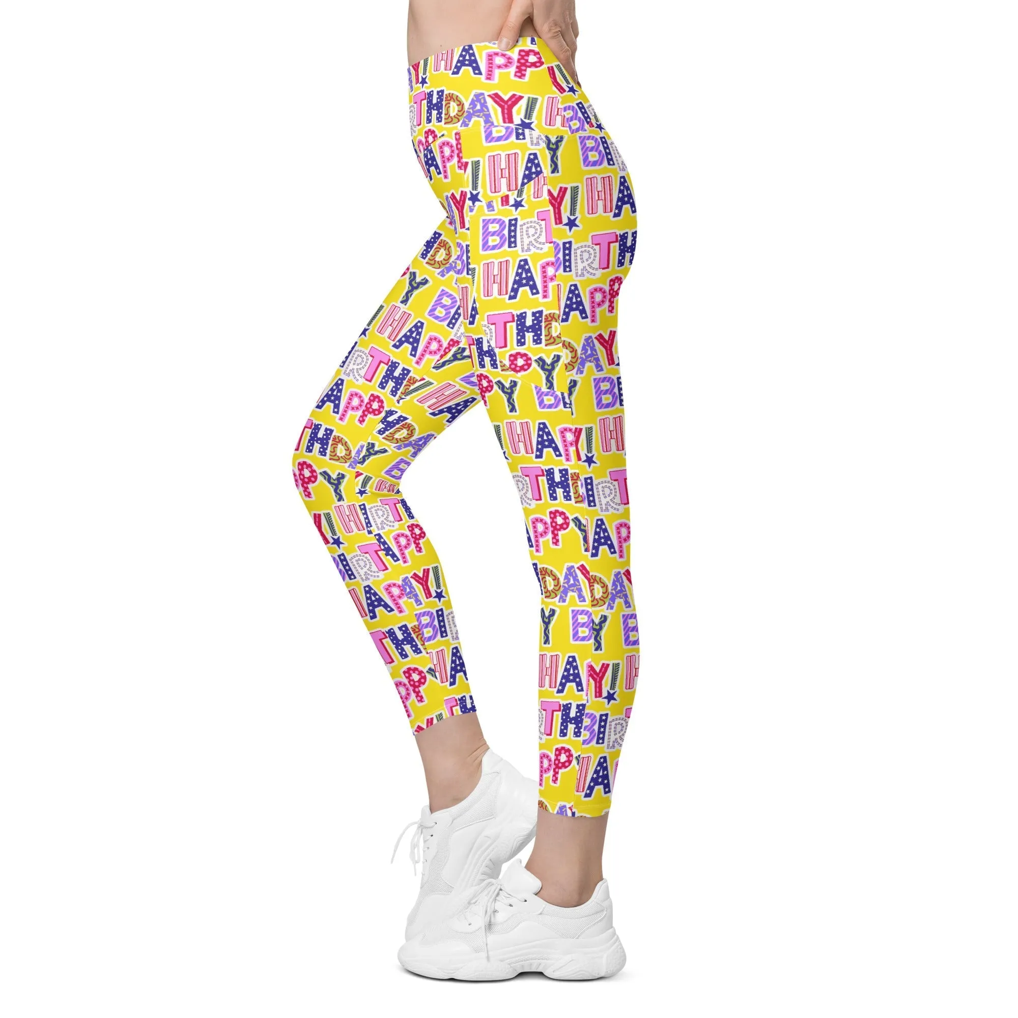 Colorful Birthday Leggings With Pockets