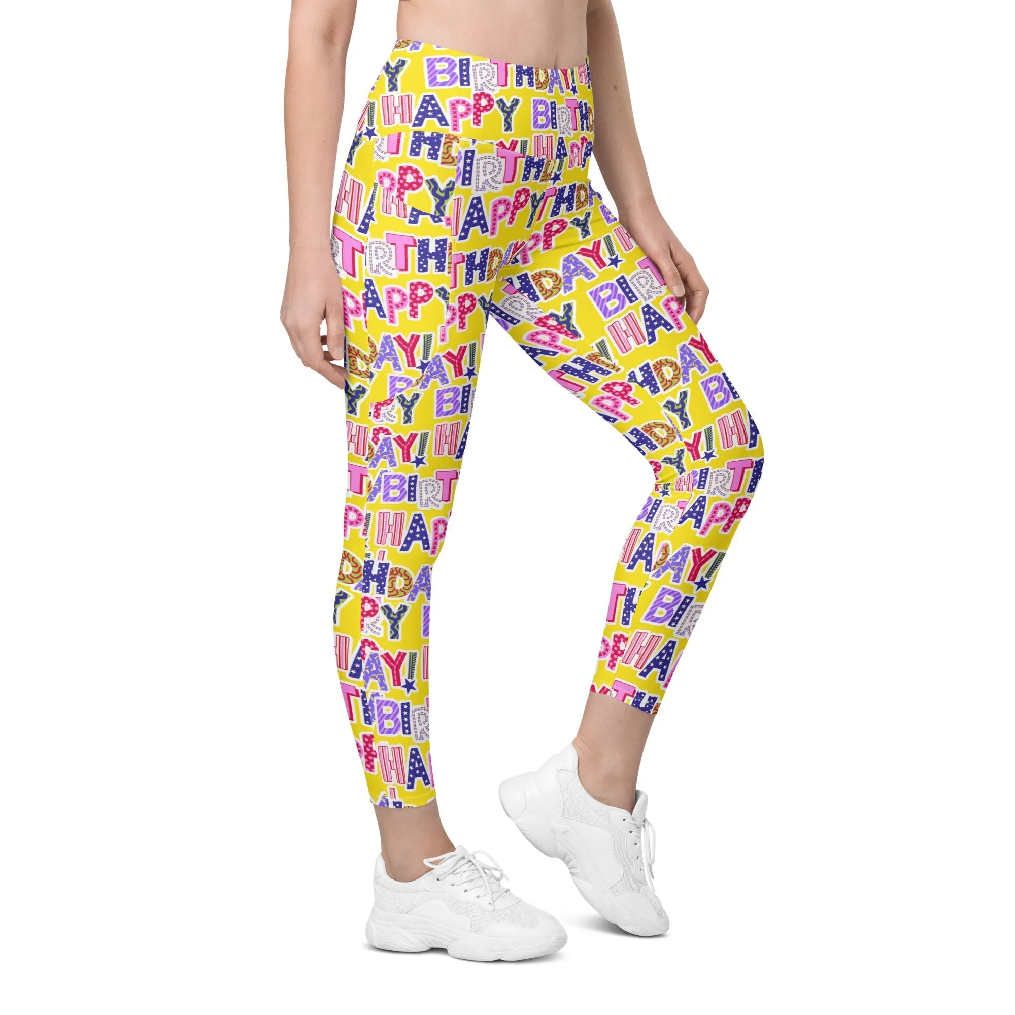 Colorful Birthday Leggings With Pockets