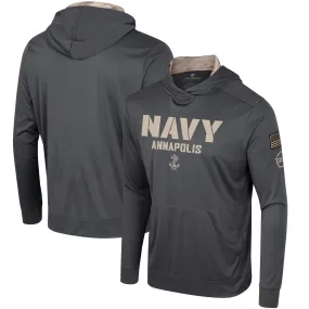 Colosseum Navy Midshipmen Charcoal OHT Military Appreciation Long Sleeve Hoodie T-Shirt