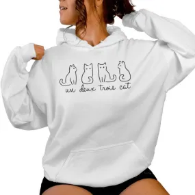 Cute Cat Lover Un Deux Trois Cat Mom Cat Dad Rescue Women Hoodie