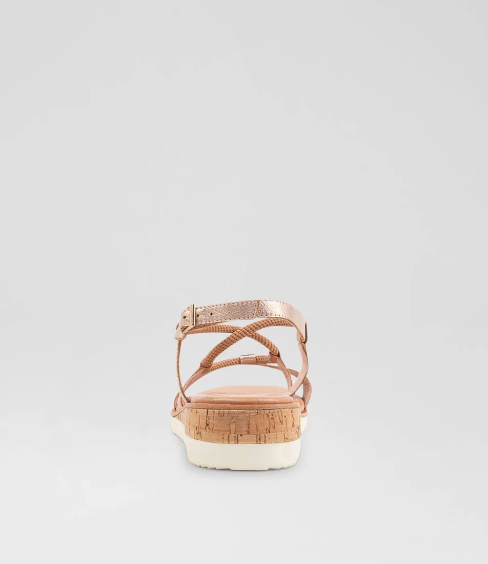 DIANA FERRARI Pita Rose Gold Rope Leather Sandals