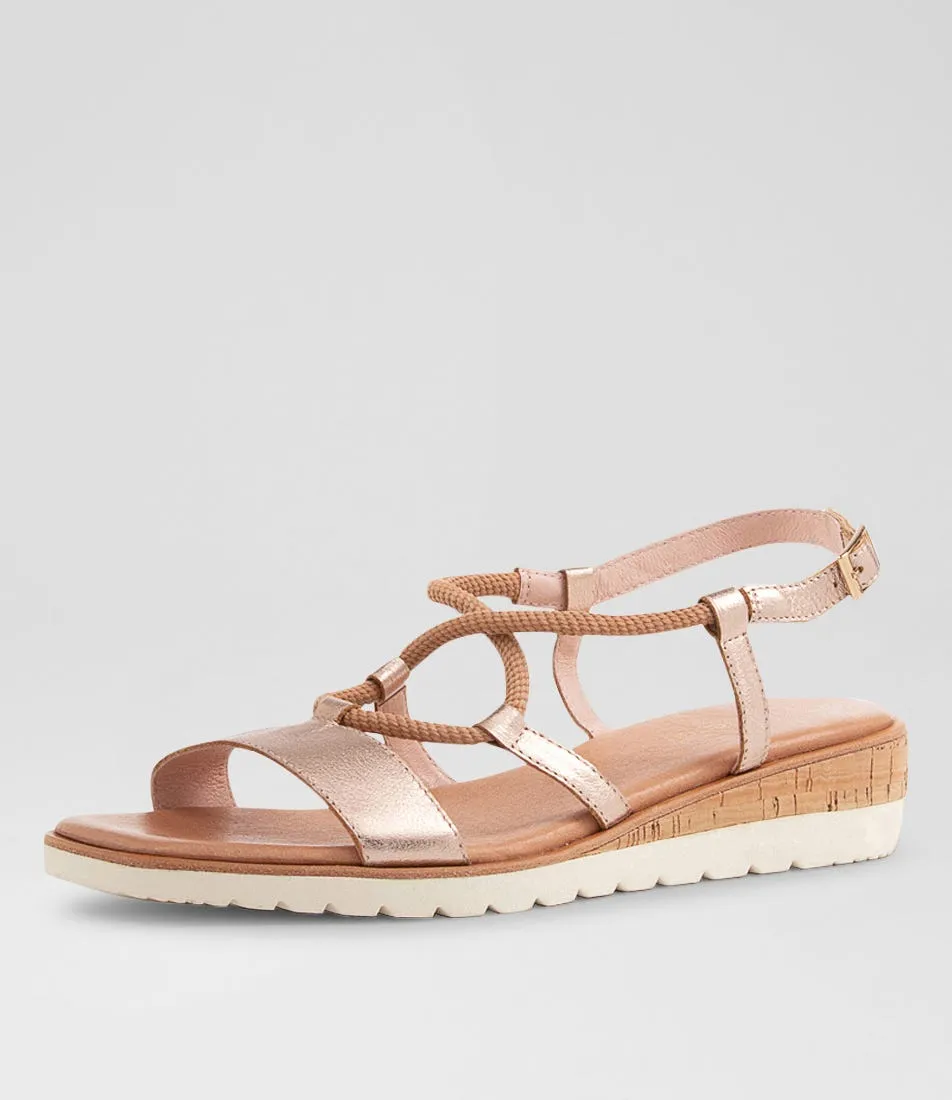 DIANA FERRARI Pita Rose Gold Rope Leather Sandals