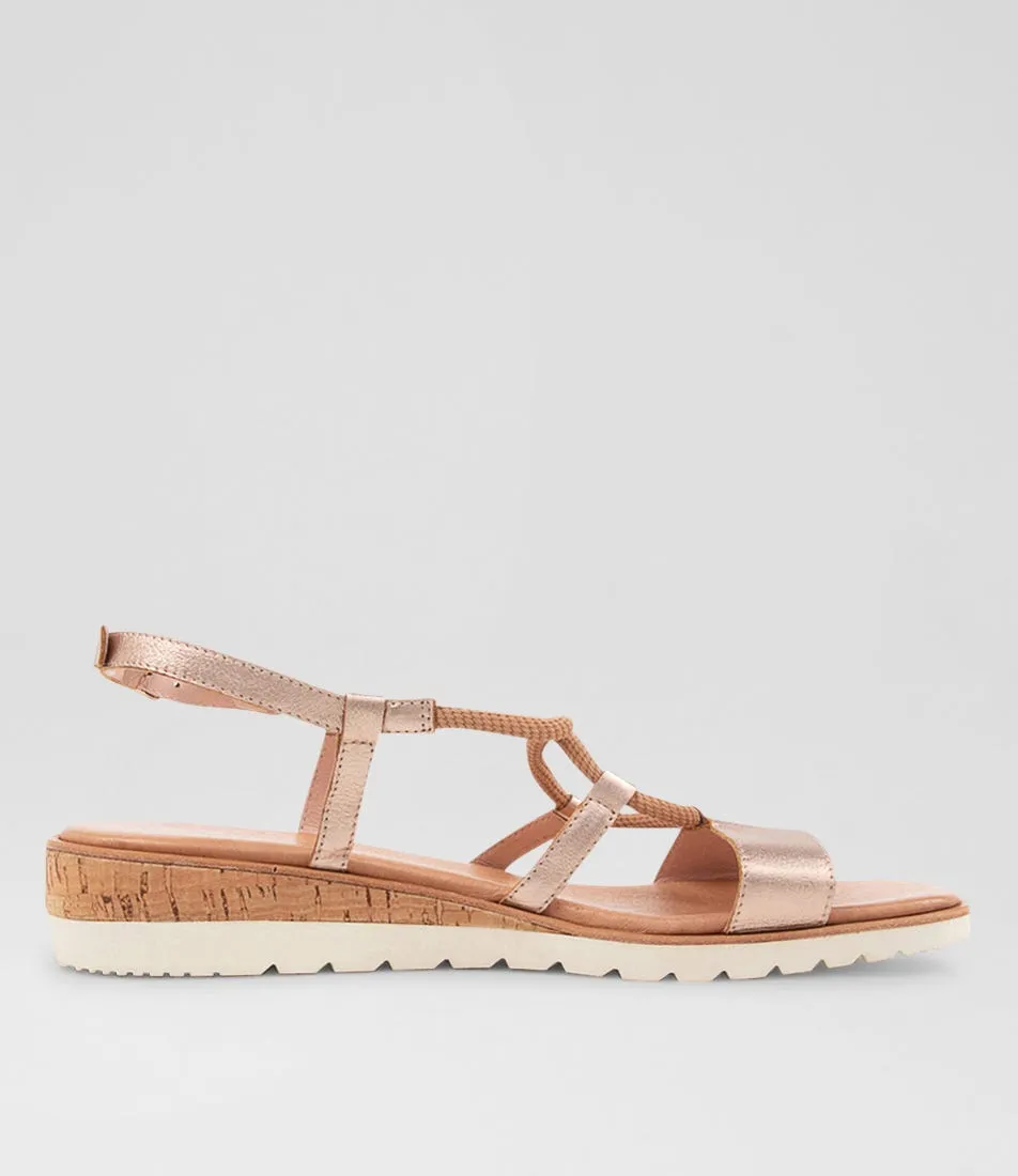 DIANA FERRARI Pita Rose Gold Rope Leather Sandals