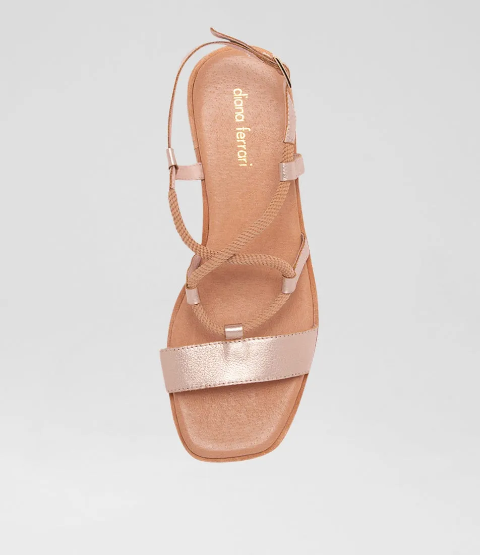 DIANA FERRARI Pita Rose Gold Rope Leather Sandals