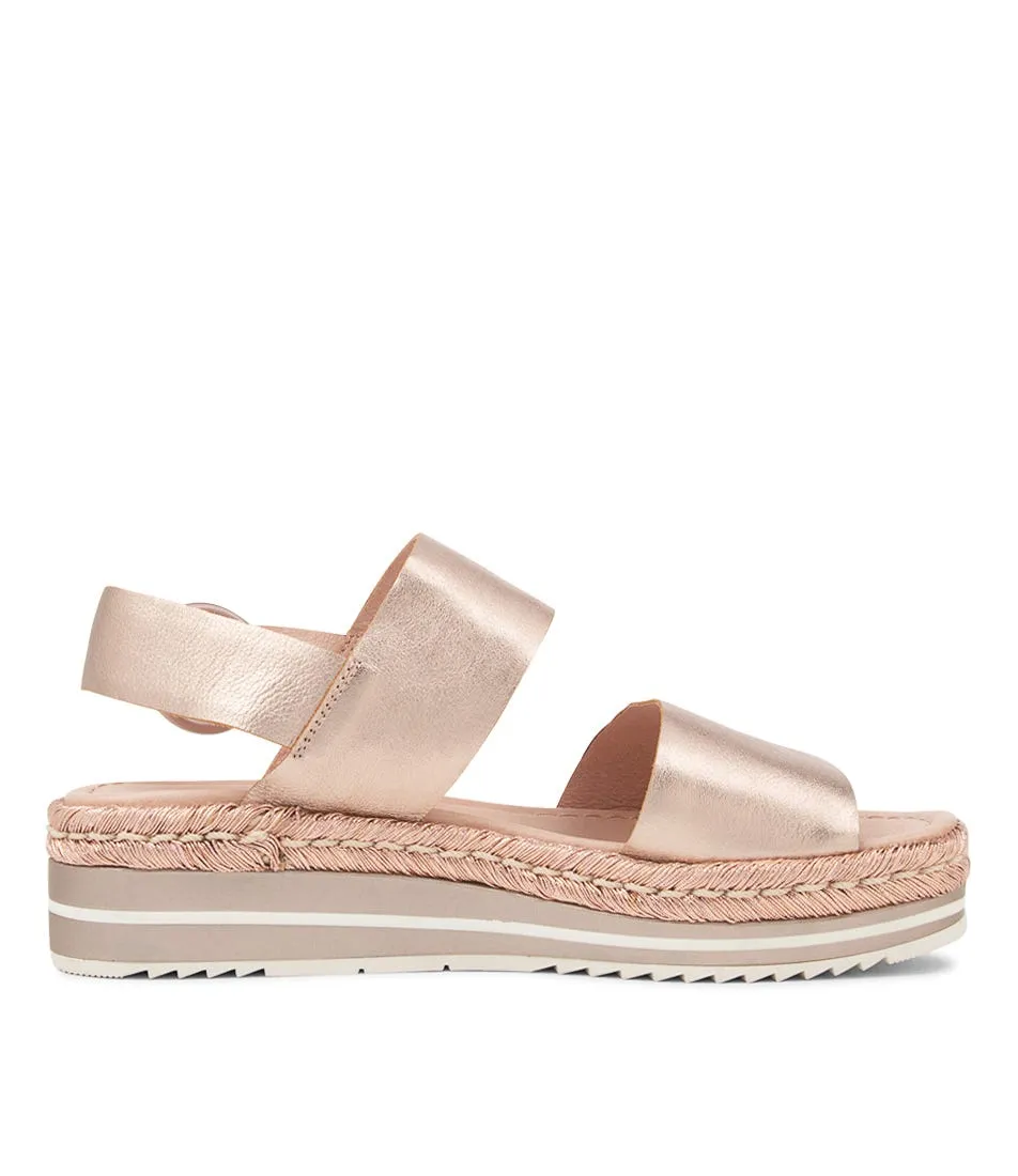 DJANGO & JULIETTE Atha Pale Rose Gold Rope Leather Sandals