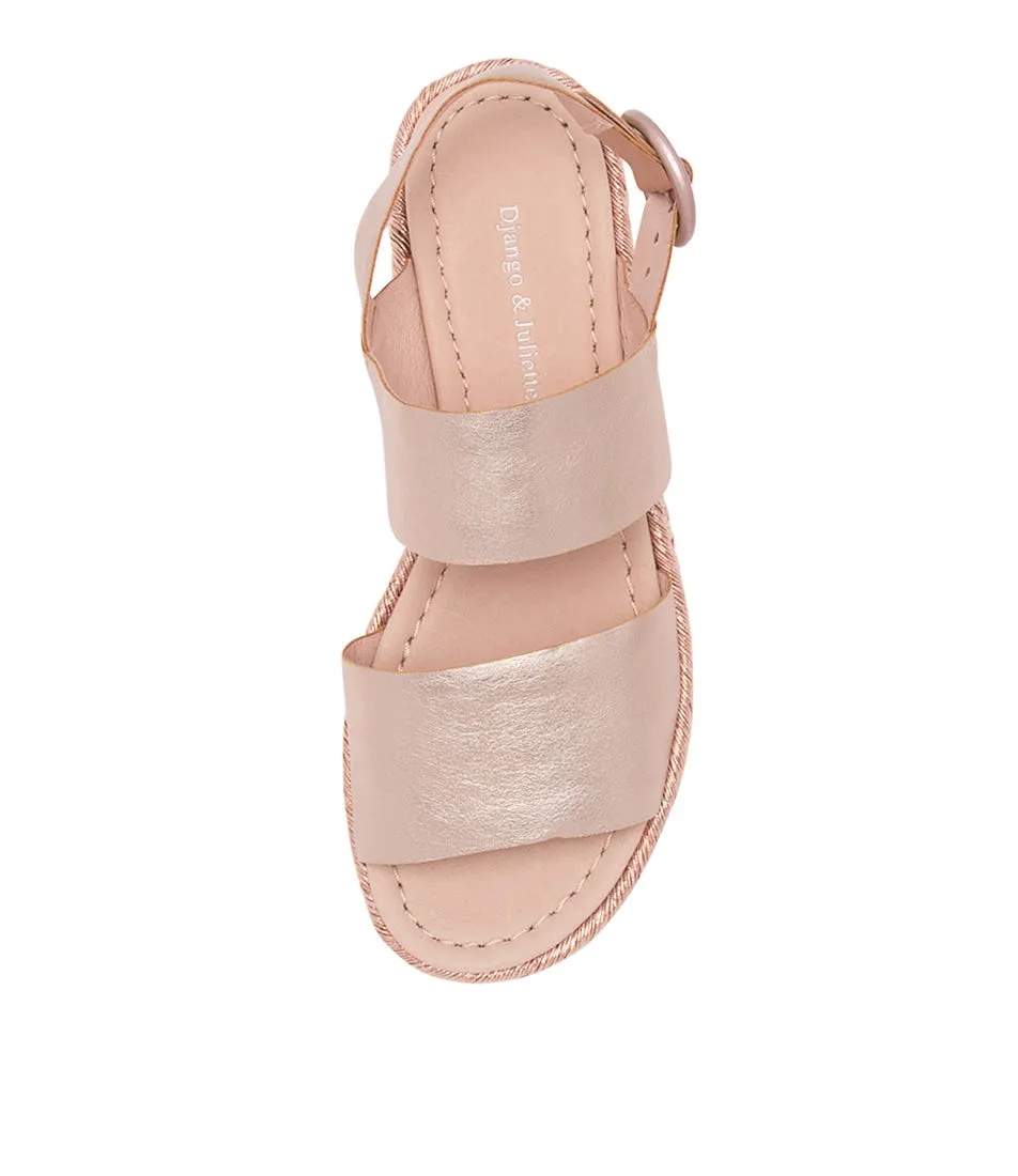 DJANGO & JULIETTE Atha Pale Rose Gold Rope Leather Sandals