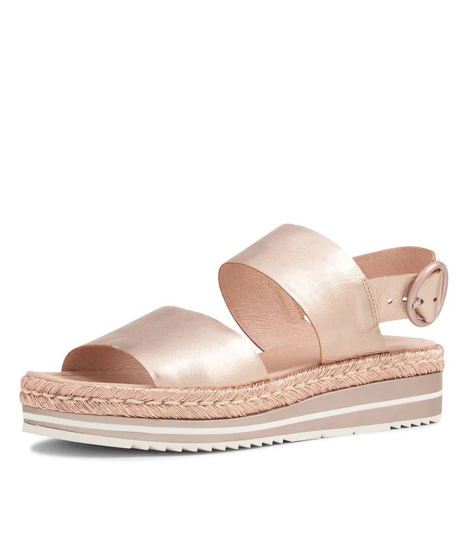 DJANGO & JULIETTE Atha Pale Rose Gold Rope Leather Sandals