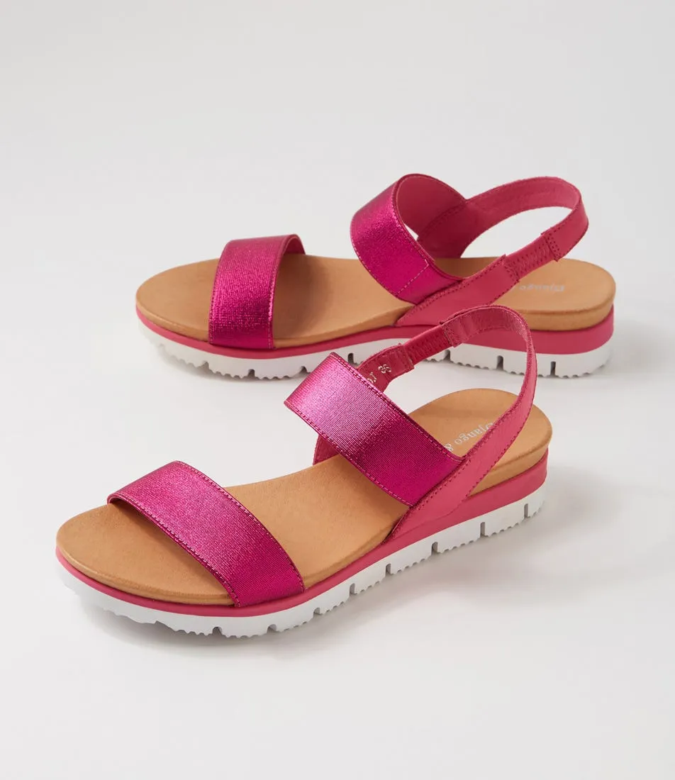 DJANGO & JULIETTE Leeka Fuchsia Shine Elastic Leather Sandals